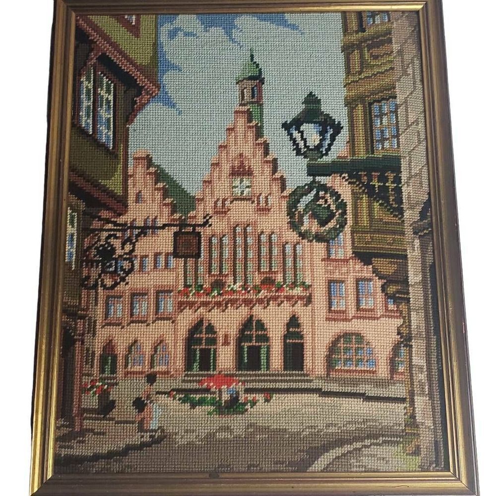 Vintage 1960s Needle Point Frankfurt Germany Der Römer